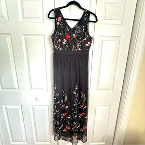 Candalite Embroidered Mesh Overlay Maxi Dress Sz M Whimsigoth Romantic Fairycore